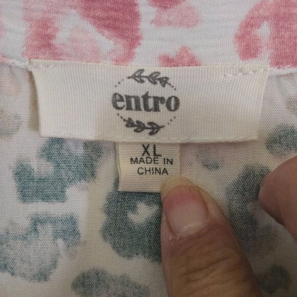 Entro NWOT Spotted Multi Button Top Colorful Leopard Print Oversized Lagonlook S - Picture 9 of 10